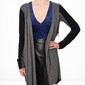 Guess Los Angeles | Chic Asymmetrical Cardigan | Black & Grey | XS